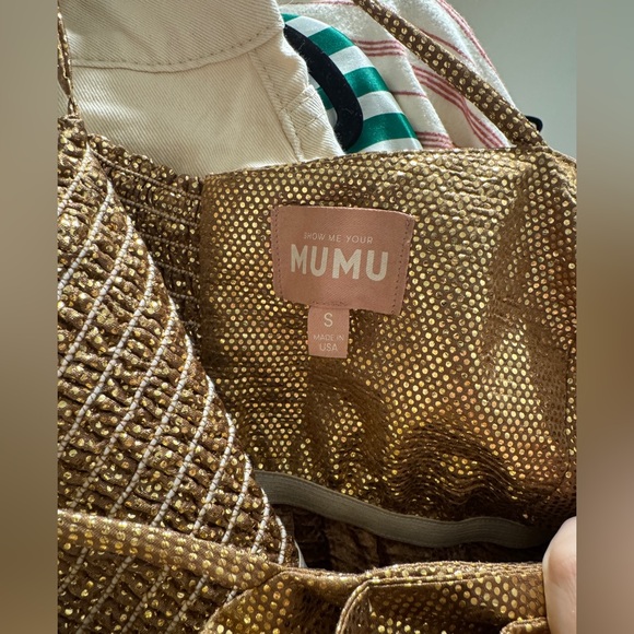 Show Me Your MuMu Best Bow Dress in Small in Tan Confetti - Picture 7 of 7